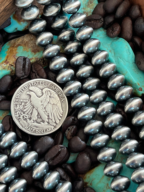 Vinita Cowboy Handmade 10mm Sterling Silver Navajo Saucer Pearl Beaded Necklaces