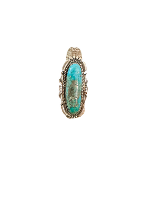 Old Pawn Navajo Sterling Silver & Turquoise Ring Size 7.5 by Jon McCray