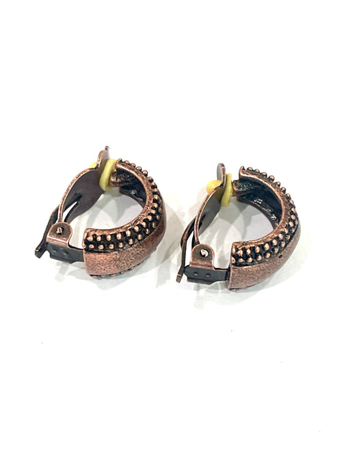 Vintage Handmade Copper Clip On Earrings