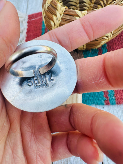 Old Pawn Navajo Sterling Silver & Orange Spiny Ring Size 8