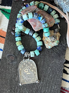 Tularosa Sterling Silver & Chrysocolla Beaded Quail Retablo Necklace
