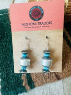 Handcrafted Turquoise & Sterling Silver Beaded Dangle Earrings