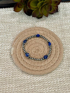 ** 4TH OF JULY ** Handmade Sterling Silver & Lapis Beaded Bracelet Signed Nizhoni