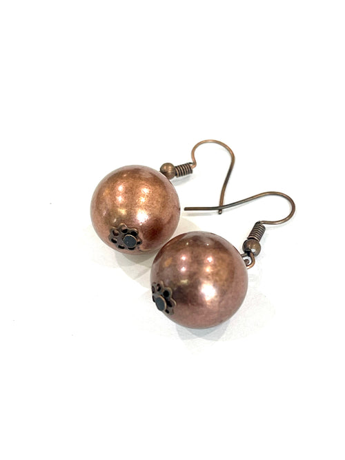 Vintage Handmade Copper Ball Earrings