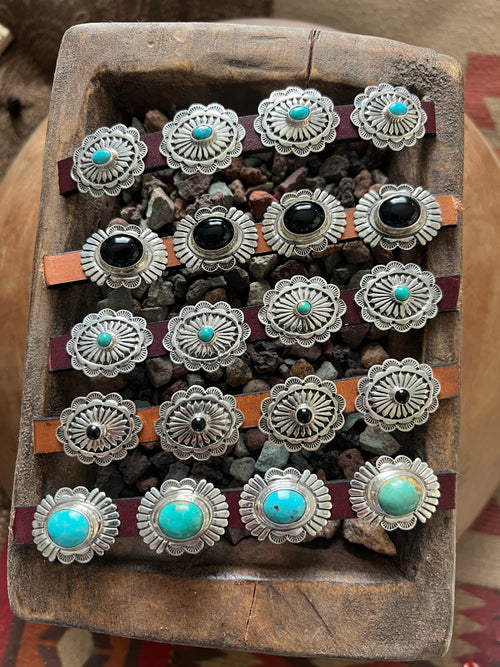 Sterling Silver and Oval Onyx Concho Slide