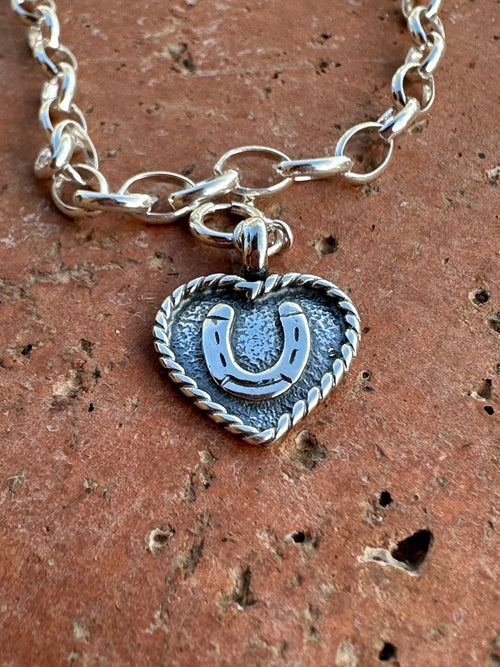 Handcrafted Sterling Silver Heart Horseshoe Charm