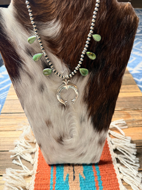 Handcrafted Sonoran Gold and Sterling Silver Squash Blossom Necklace