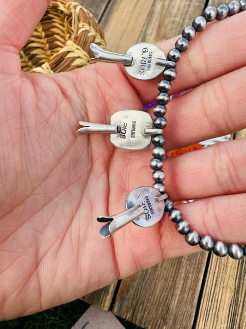 Handcrafted 3mm Sterling Silver Pearl & Multi Stone Blossom Stretch Bracelet