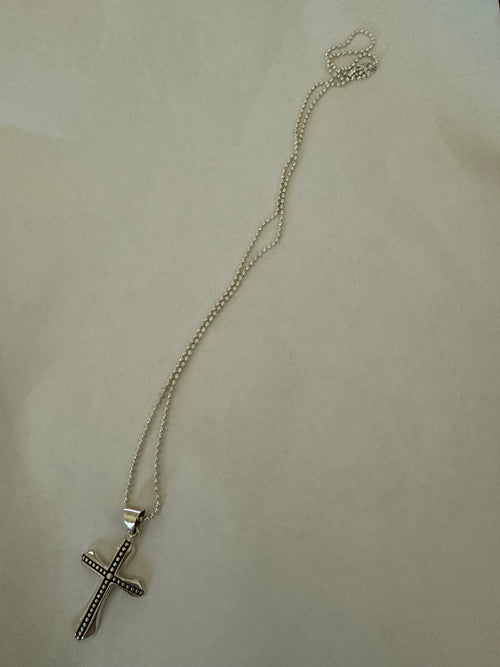 Bead Row Cross Necklace