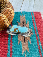 Handcrafted Old Pawn Sterling Silver & Turquoise Cuff Bracelet by Chimney Butte