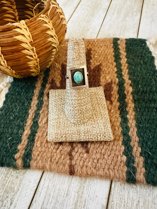 Handcrafted Old Pawn Sterling Silver & Turquoise Ring Size 6.25