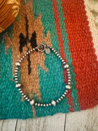 Handcrafted Sterling Silver Pearl Beaded Bracelet 7.5"