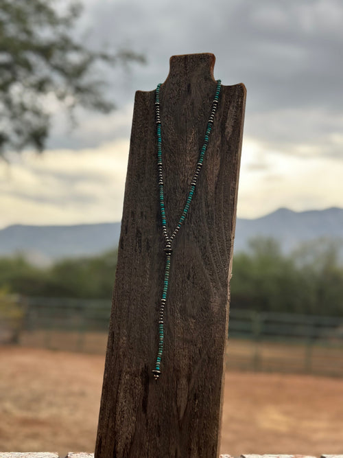 The Cowboy Handcrafted Sterling Silver & Turquoise Beaded Lariat Necklace