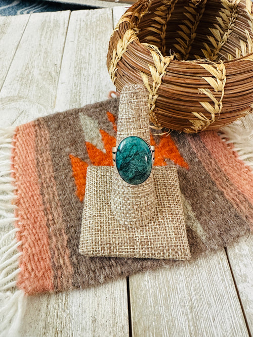 Old Pawn Navajo Sterling Silver & Turquoise Ring Size 8