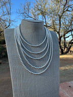 Sterling Silver Elegant Pearl Style Beaded Necklace 8mm