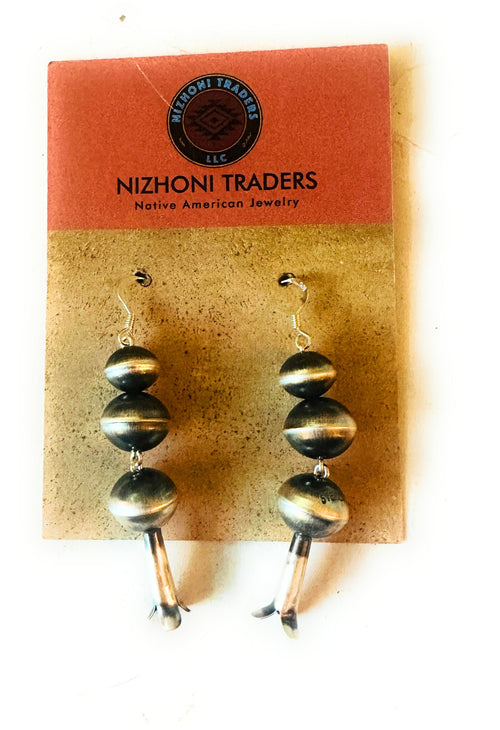 Handcrafted Sterling Silver Beaded Blossom Dangle Earrings