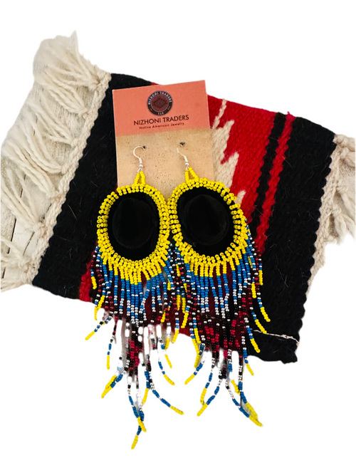 Navajo Beaded Cowboy Hat Dangle Earrings