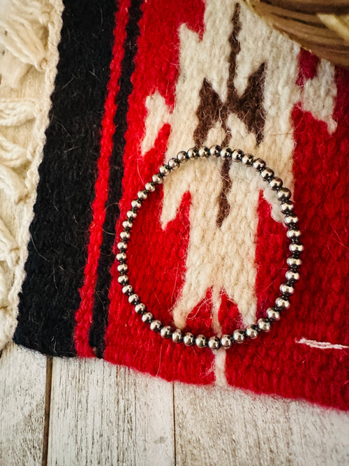 Handcrafted Sterling Silver 4mm Pearl Beaded Stretch Bracelet