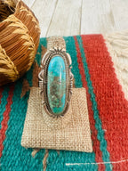 Old Pawn Navajo Sterling Silver & Turquoise Ring Size 7.5 by Jon McCray