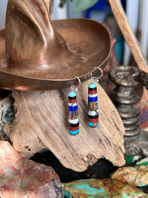 Santo Domingo Layered Multistone Earrings by Ronald Chavez, Stacked Gems #1
