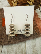 Navajo Hand Stamped Sterling Silver Pearl Dangle Earrings