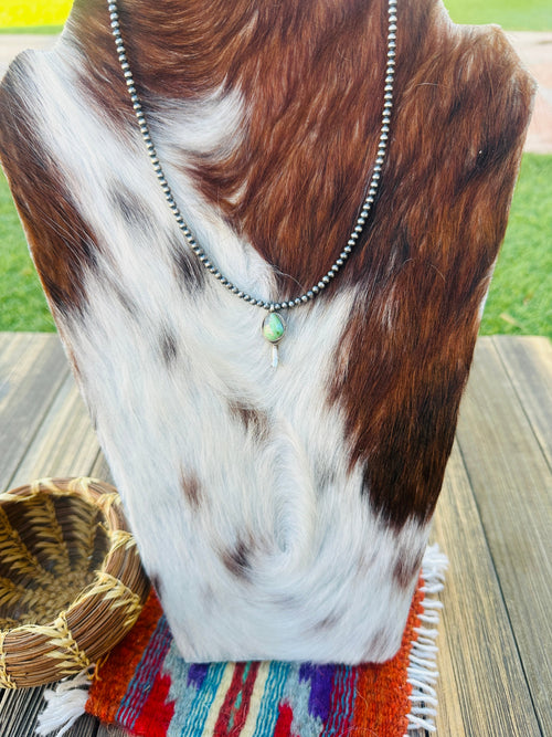 Handcrafted Turquoise & Sterling Silver Beaded Blossom Necklace