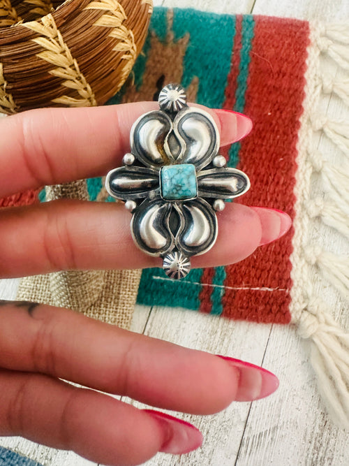 Old Pawn Navajo Sterling Silver & Turquoise Ring Size 6