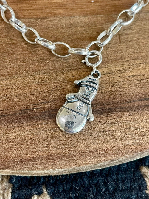 Handcrafted Sterling Silver CHRISTMAS SNOWMAN Charm