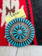 Old Pawn Handcrafted Sterling Silver and Turquoise Cluster Pendant/Brooch