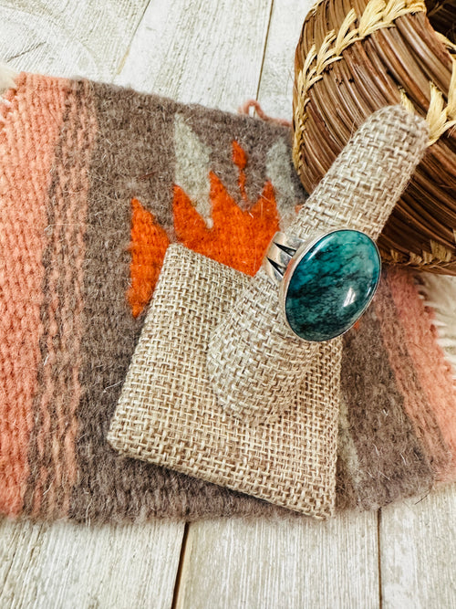 Old Pawn Navajo Sterling Silver & Turquoise Ring Size 8