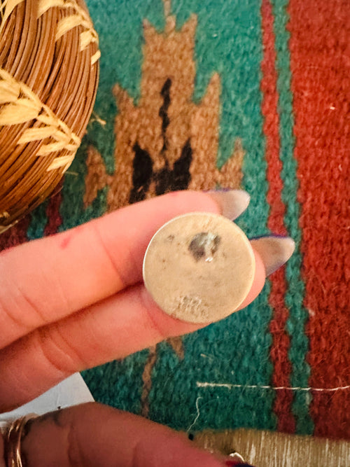 Old Pawn Navajo Sterling Silver Concho Stud Earrings