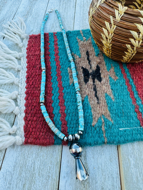 Handcrafted Turquoise & Sterling Silver Beaded Blossom Necklace