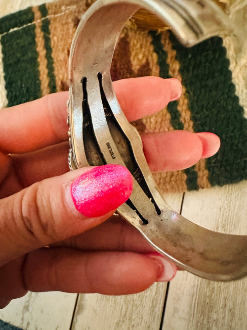 Handcrafted Old Pawn Turquoise & Sterling Silver Cuff Bracelet