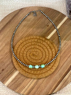 Handmade Sterling Silver & Sonoran Mountain Turquoise Beaded Necklace