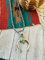 Navajo Sterling Silver & Sonoran Gold Turquoise Beaded Naja Necklace