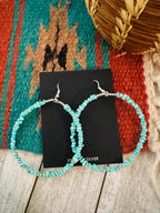 Navajo Turquoise & Sterling Silver Pearl Beaded Hoop Earrings