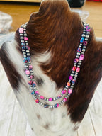 Navajo Sterling Silver & Pink Dream Mojave Beaded Necklace