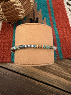 Handcrafted Turquoise, Spiny Oyster & Sterling Silver Pearl Beaded Bracelet