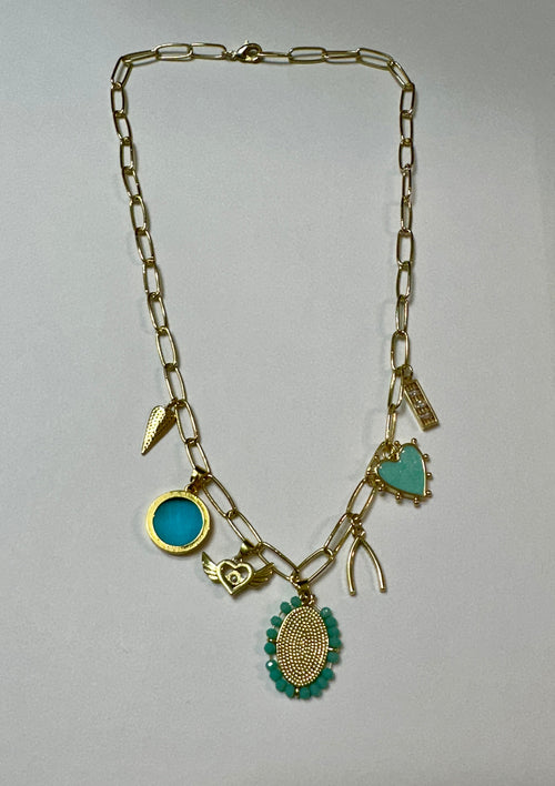 Blue Sky Gold Plated Charm Necklace