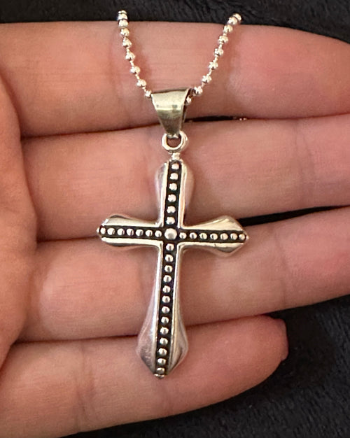 Bead Row Cross Necklace