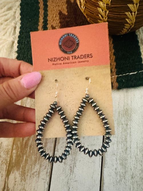 Handcrafted Sterling Silver Saucer Pearl Dangle Hoop Earrings