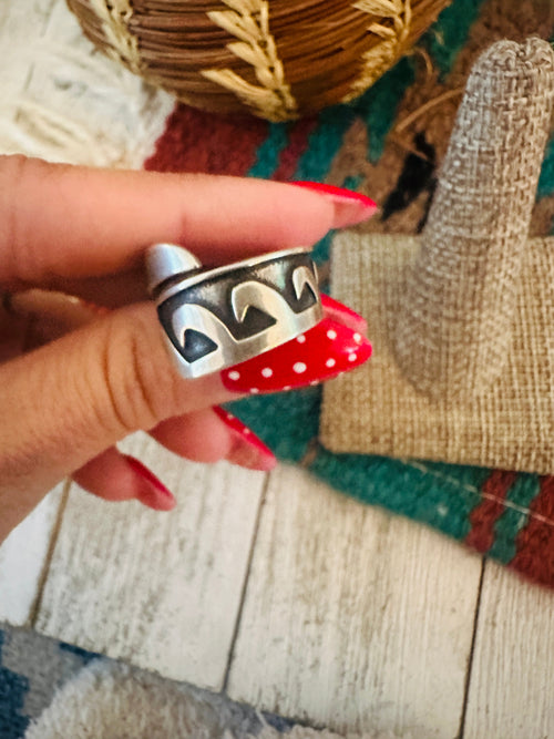 Old Pawn Navajo Sterling Silver Overlay Adjustable Band Ring