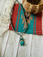 Navajo Sterling Silver & Turquoise Cluster Beaded Necklace