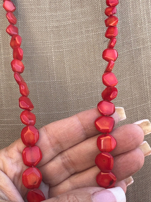 Handcrafted Apple Coral & Sterling Beaded Necklace