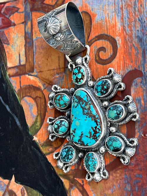 Rosella Paxson Sterling Silver and Hubei Turquoise Cluster Pendant