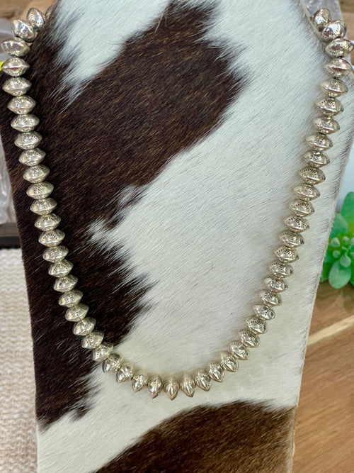 Handmade Sterling Silver 12 MM Beaded Necklace