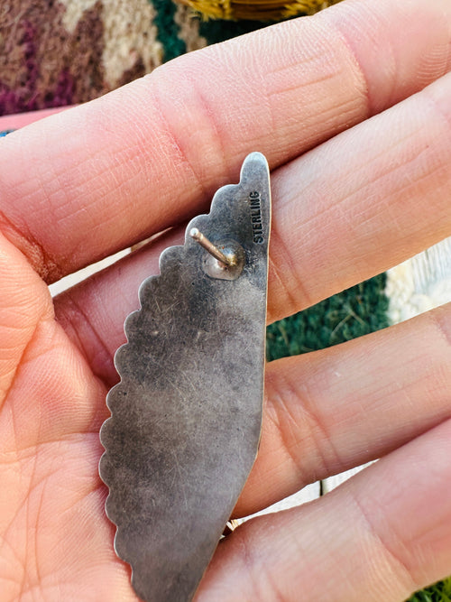 Handcrafted Old Pawn Sterling Silver & Onyx Post Earrings