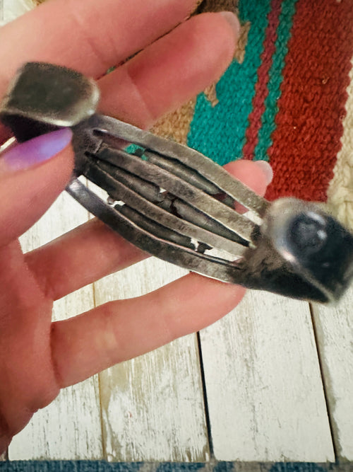 Old Pawn Navajo Sterling Silver & Turquoise Cuff Bracelet /