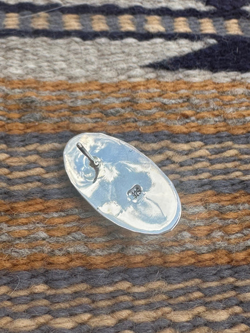 Old Pawn Sterling Silver and Coral Shadow Box Post Earrings