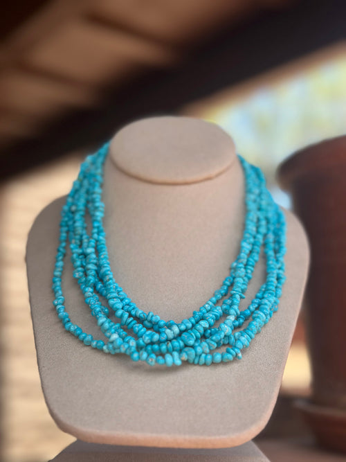 Handcrafted Kingman Turquoise Beaded Necklace 18 inch